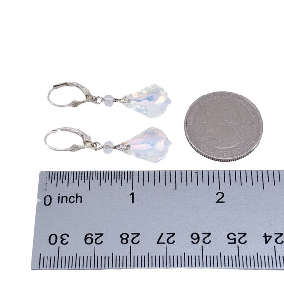 Vintage Sterling Silver 925 Crystal Dangle Earrings - Picture 6 of 7